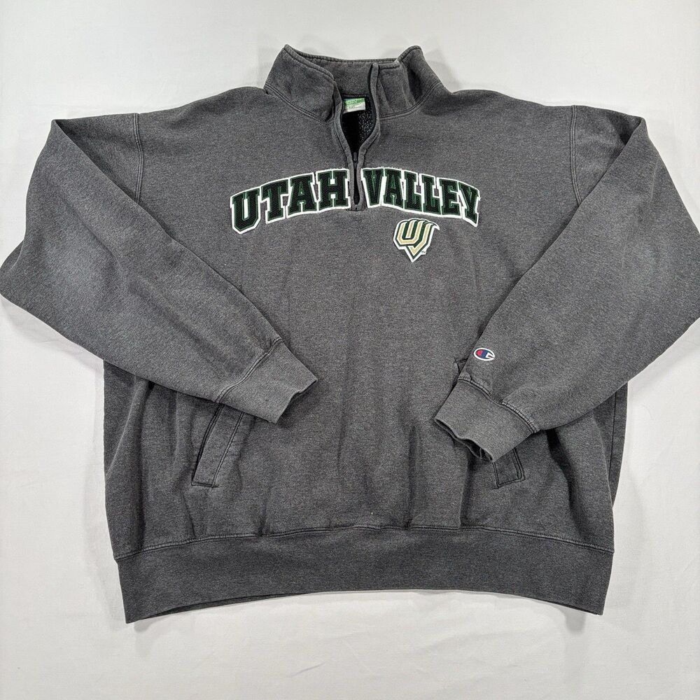 Vintage Utah Valley University Gray Sweater Mens 2XL 1/4 Zip Fleece Pullover